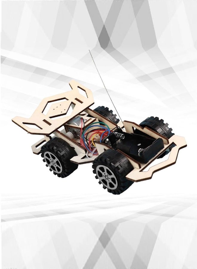 Wooden Wireless Remote Control Racing Car F4, Science Experiment, 3D Wooden Puzzles,  for Applicable to Youth Age,Robotic Stem Project Model Car Kits to Build - Image 4